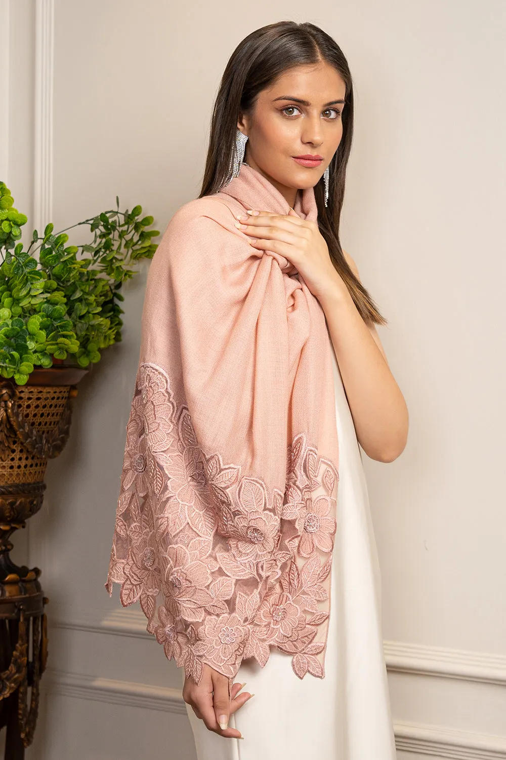 Peony Dream | Embroidered Wool Silk Stole