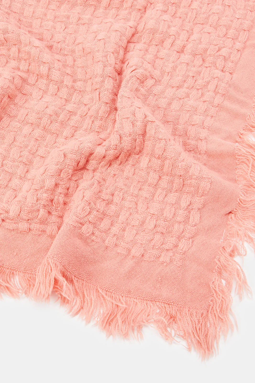 Pink Basket Weave Jacquard Throw