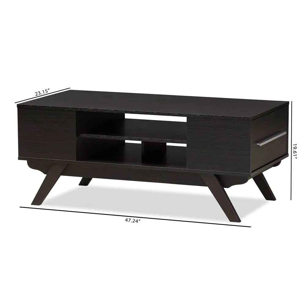 PREMIER STUDIO ASHFIELD MID-CENTURY MODERN ESPRESSO BROWN FINISHED WOOD 2-DRAWER COFFEE TABLE