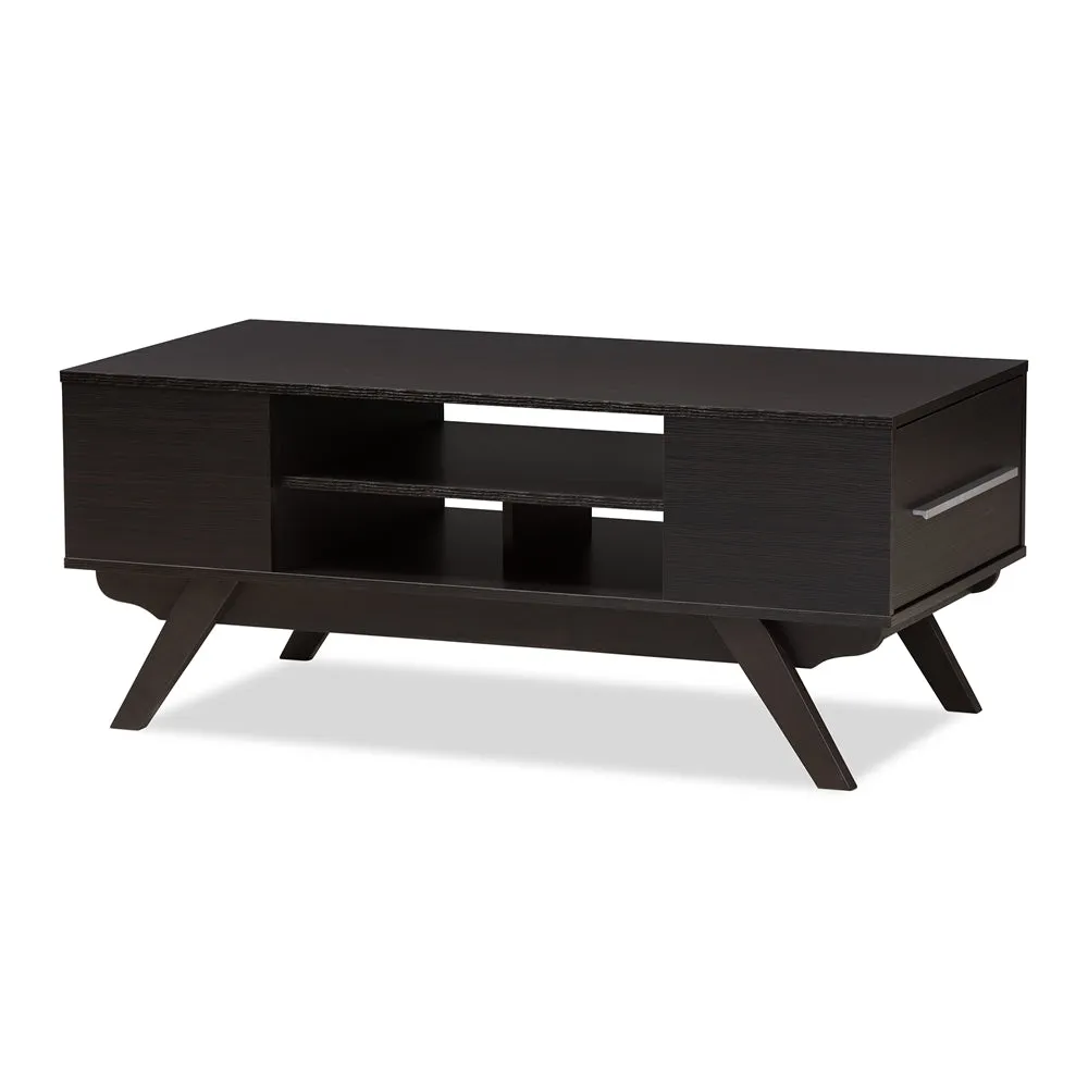 PREMIER STUDIO ASHFIELD MID-CENTURY MODERN ESPRESSO BROWN FINISHED WOOD 2-DRAWER COFFEE TABLE