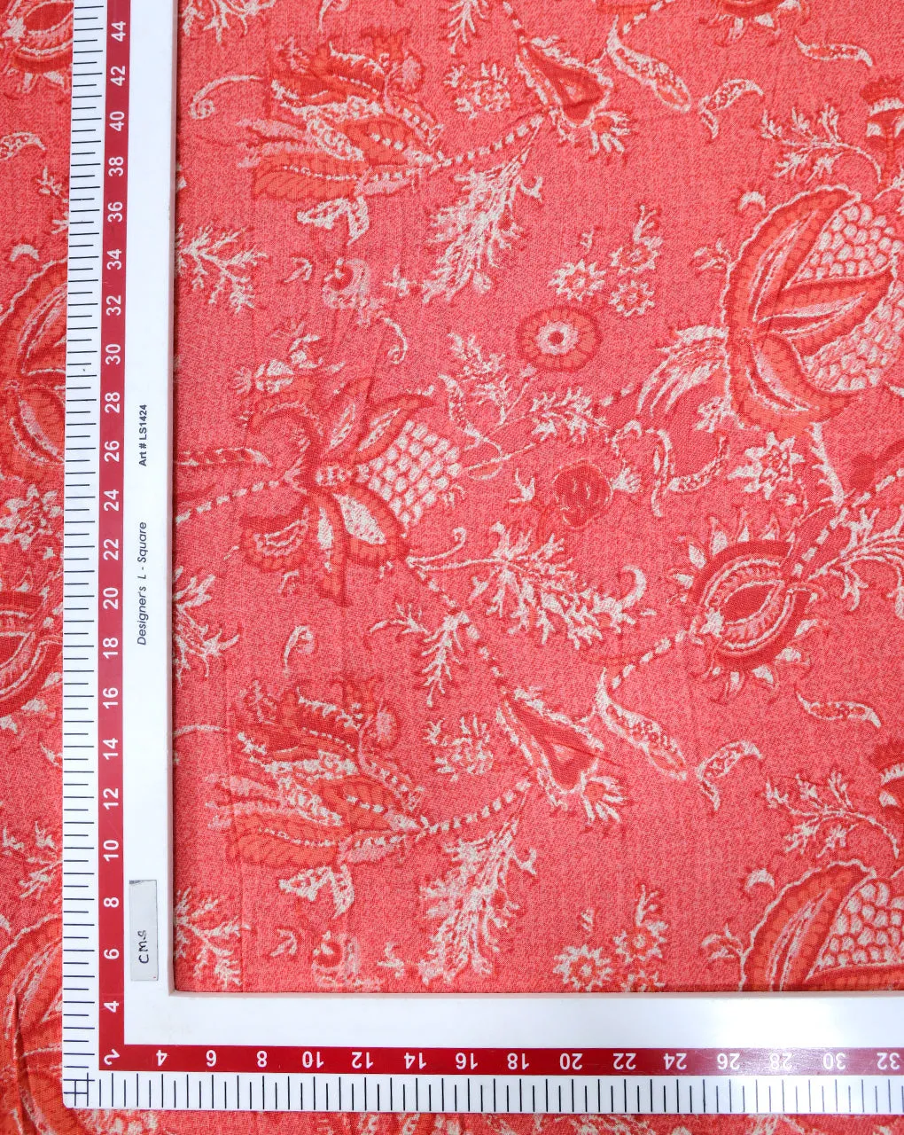 RED FLORAL DESIGN PRINTED RAYON FABRIC