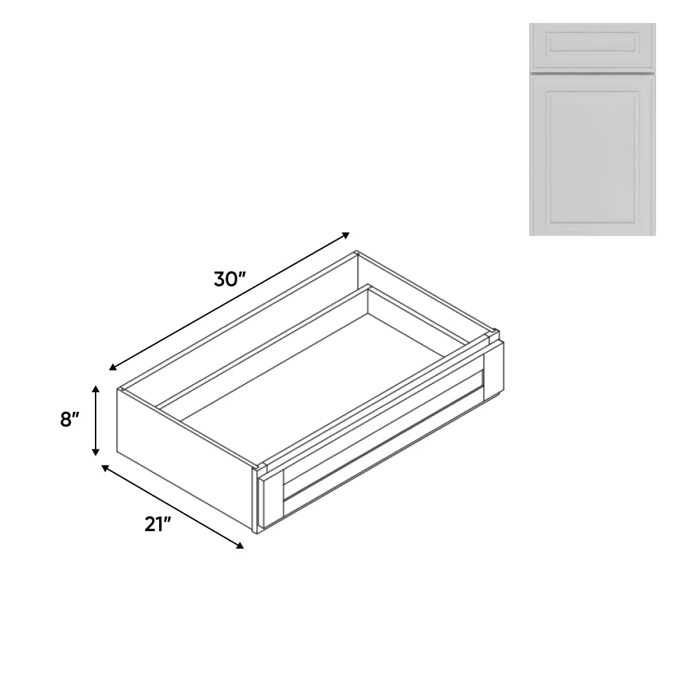 RTA - Elegant Shaker White - Desk Knee Drawer - 30"W x 8"H x 21"D