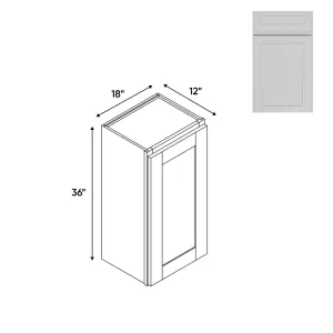 RTA - Elegant Shaker White - Wall High Cabinets with 1 Door 2 Shelf - 18"W x 36"H x 12"D