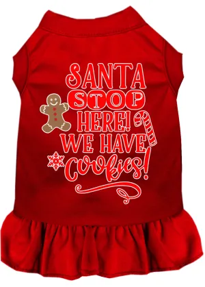 Santa, We Have Cookies Screen Print Dog Dress Red 4x