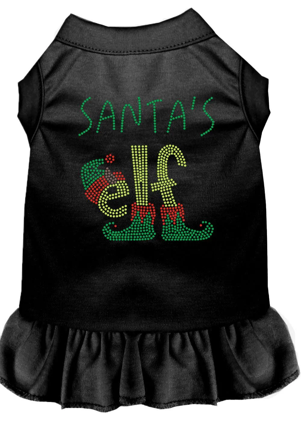 Santa's Elf Rhinestone Dog Dress Black Lg (14)