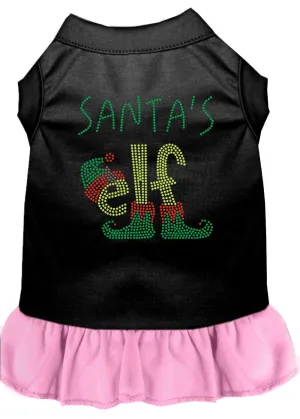 Santa's Elf Rhinestone Dog Dress Black With Light Pink Med (12)