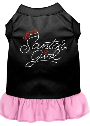 Santa's Girl Rhinestone Dog Dress Black With Light Pink Xs (8)