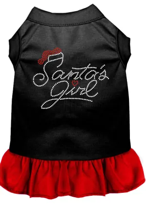 Santa's Girl Rhinestone Dog Dress Black With Red Sm (10)