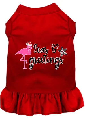 Seas And Greetings Screen Print Dog Dress Red Xxxl