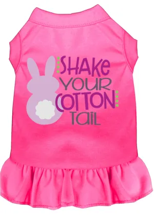 Shake Your Cotton Tail Screen Print Dog Dress Bright Pink 4x (22)