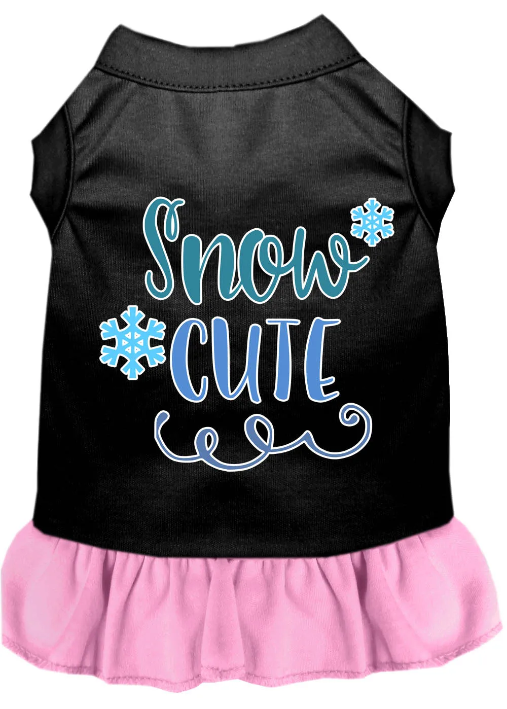 Snow Cute Screen Print Dog Dress Black With Light Pink Med