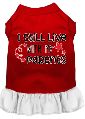 Still Live With My Parents Screen Print Dog Dress Red With White Lg (14)