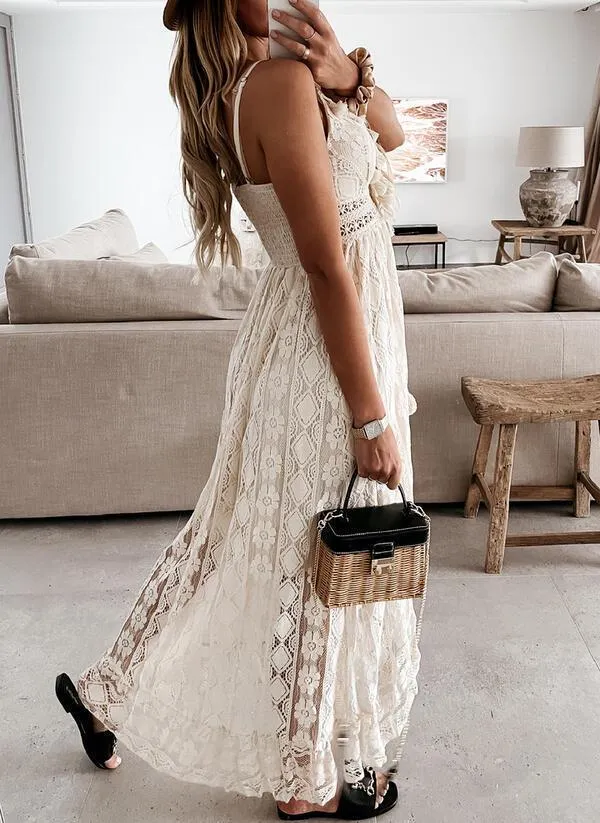 Summer Lace V Neck Sexy Midi Dresses