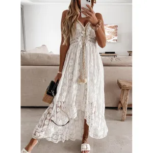 Summer Lace V Neck Sexy Midi Dresses