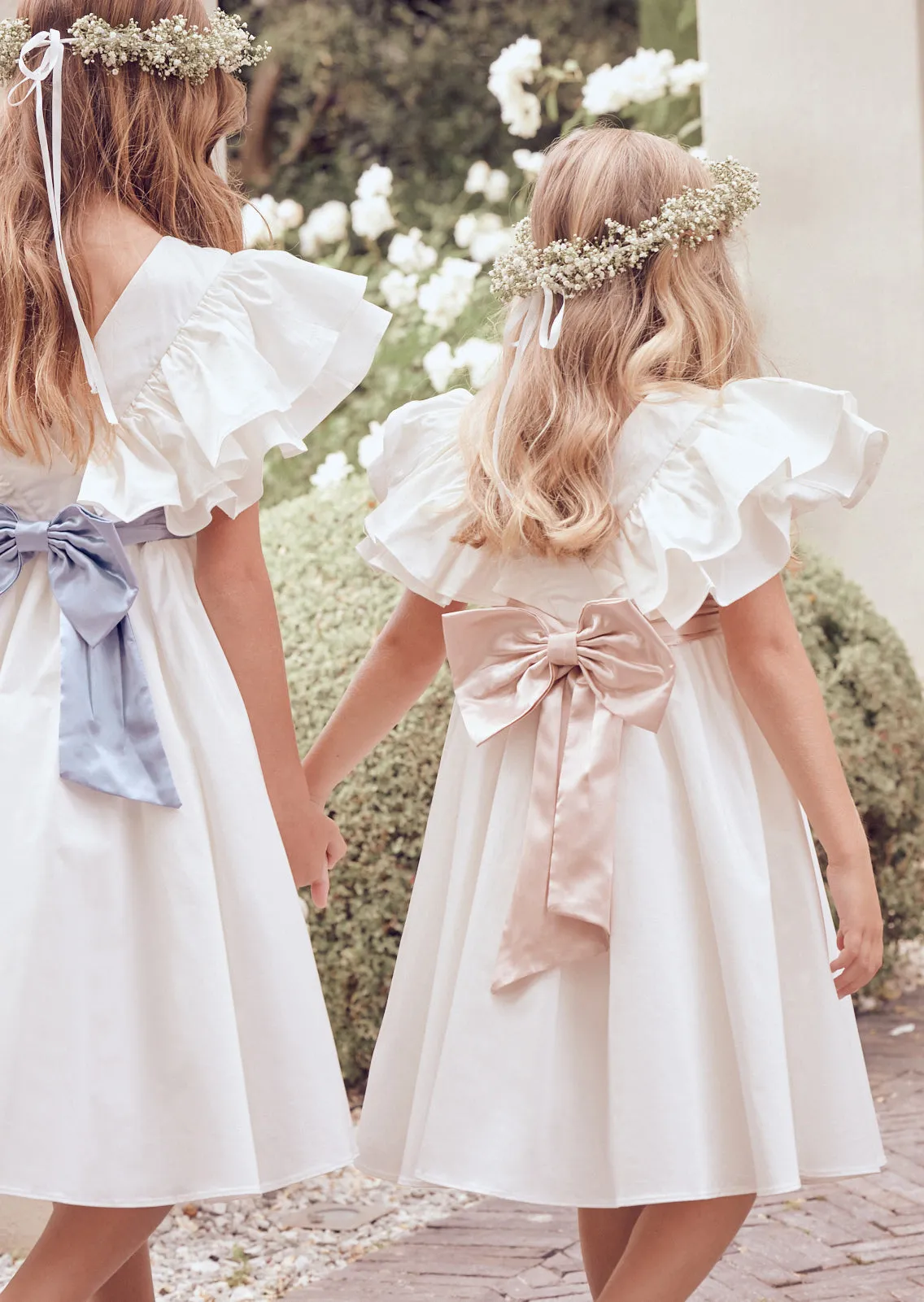 Sylvie Ruffle Dress with Soft Pink Sash