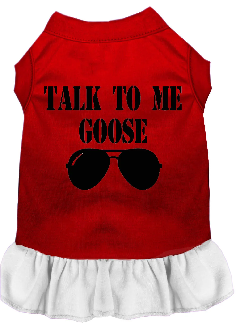 Talk To Me Goose Screen Print Dog Dress Red With White Xs (8)