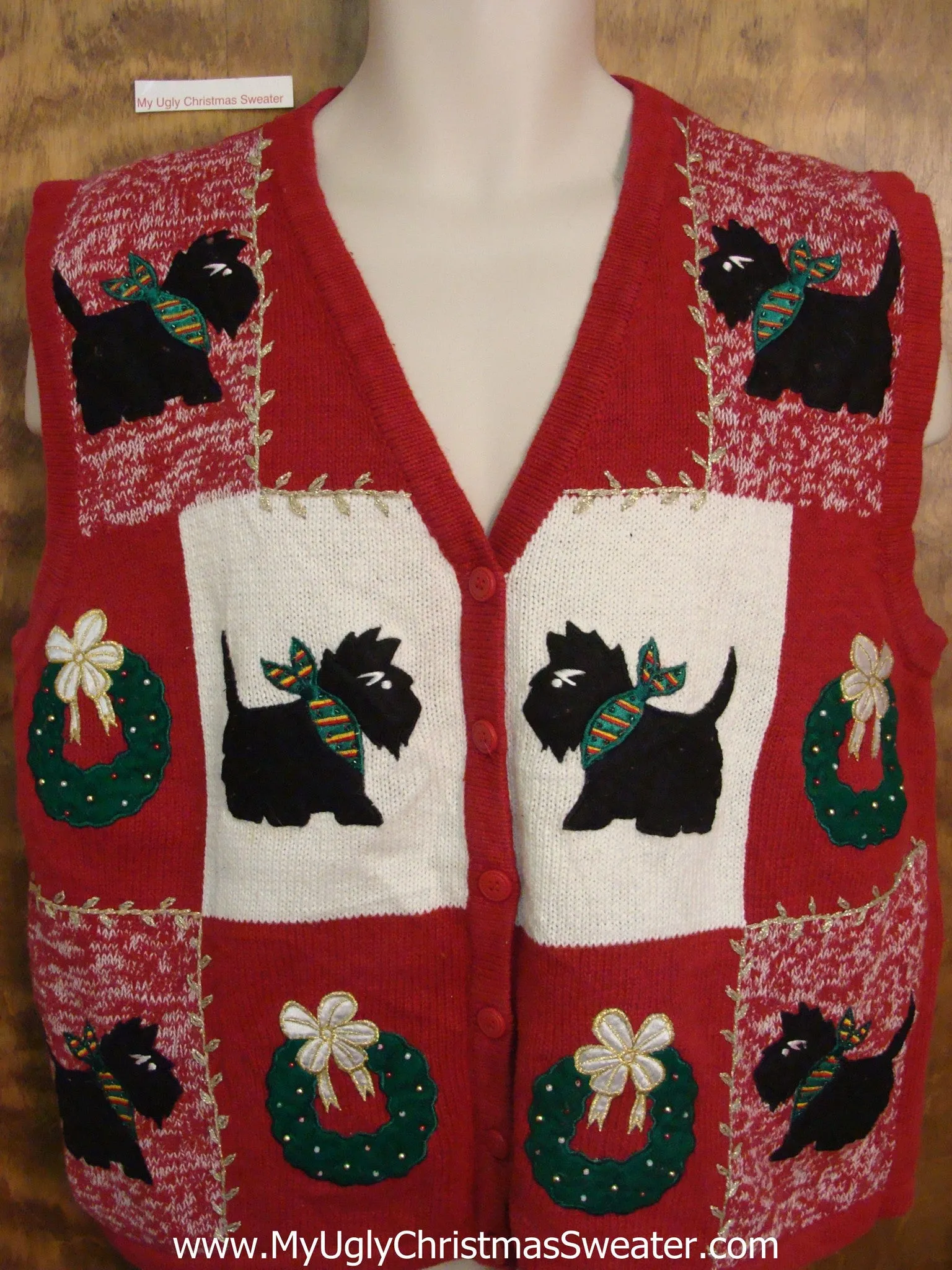 Terrier Dog Lovers Ugly Festive Xmas Sweater Vest