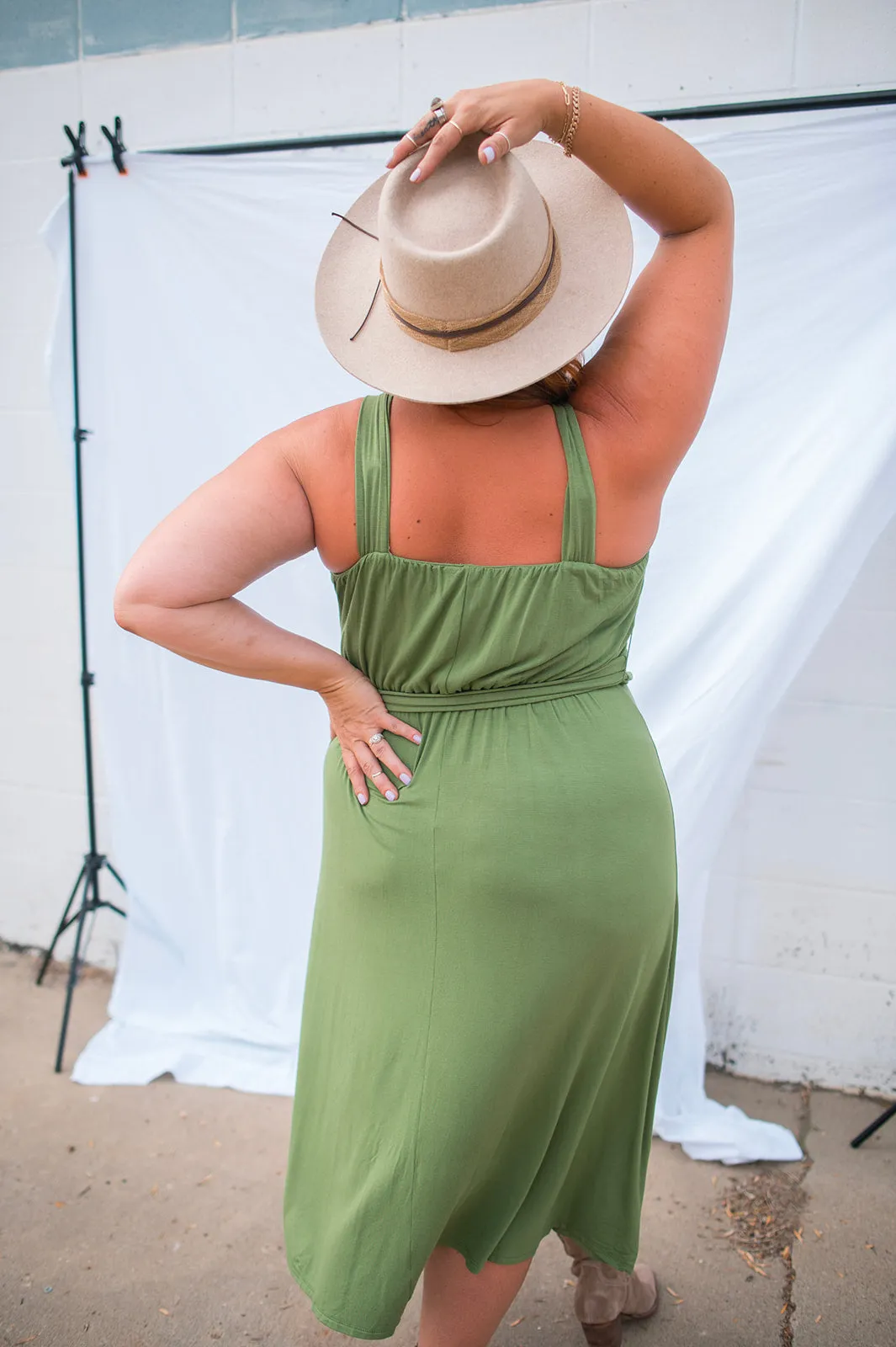 The Marianna Sleeveless Dress - Olive - PLUS