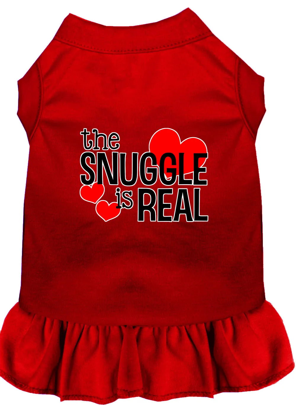 The Snuggle Is Real Screen Print Dog Dress Red Xxl