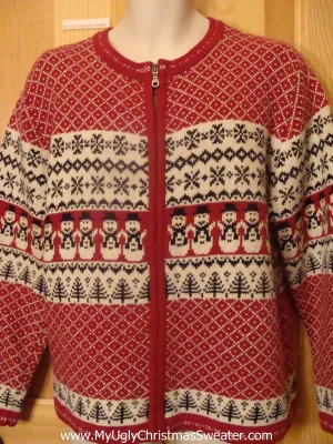 Ugly Christmas Sweater Party Jumper with Two Sided Festive Snowmen