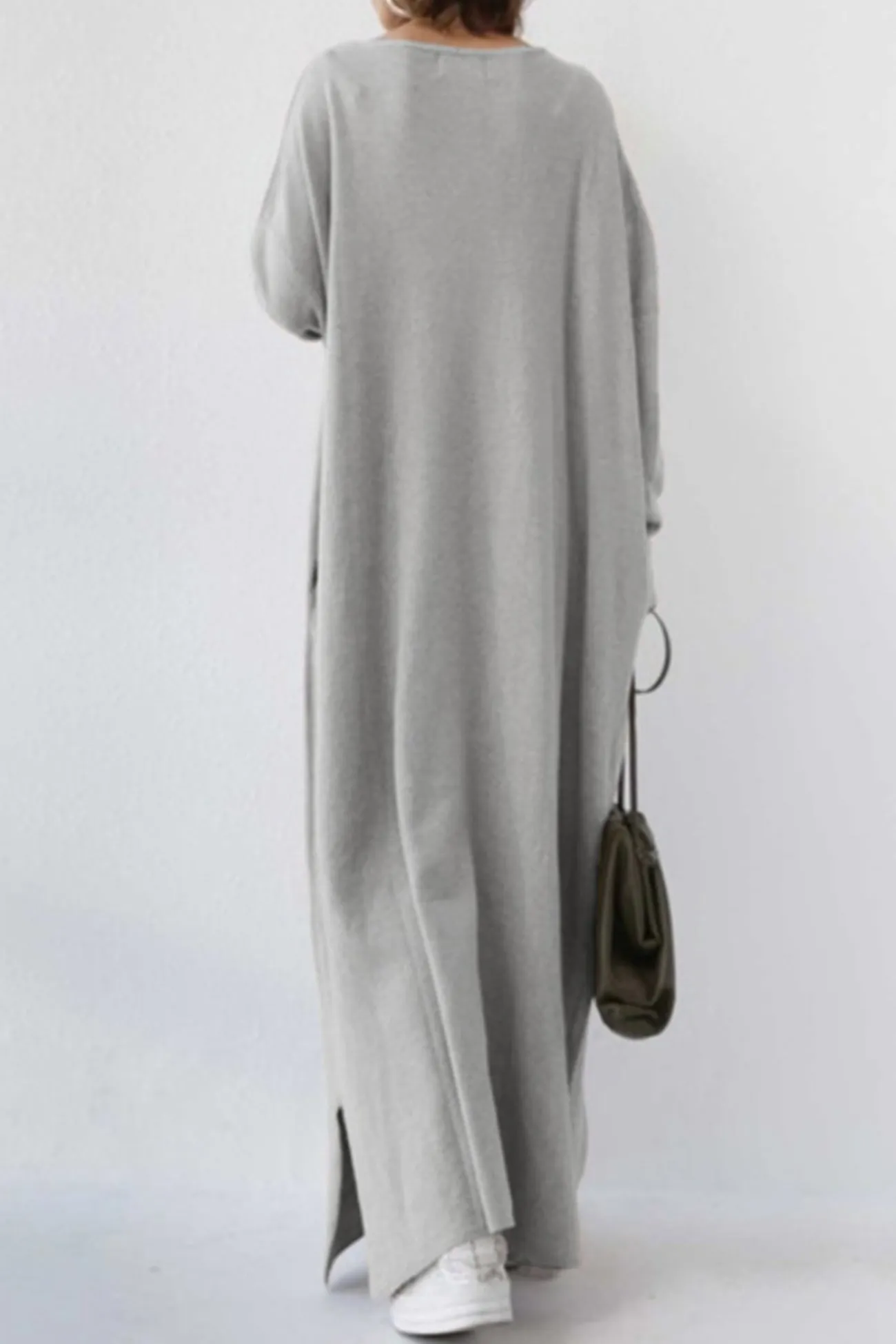 V Neck Slit Hem Sweatshirt Dress