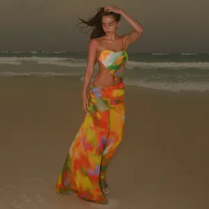 Women's Printed Bikini and Beach Dress Maxi Dress