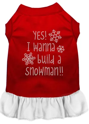 Yes! I Want To Build A Snowman Rhinestone Dog Dress Red With White Xs (8)