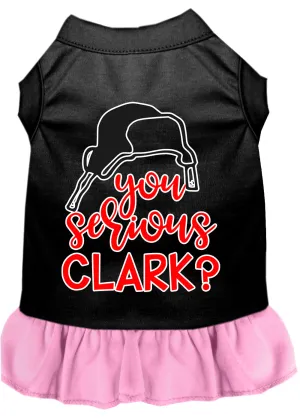 You Serious Clark? Screen Print Dog Dress Black With Light Pink Xs