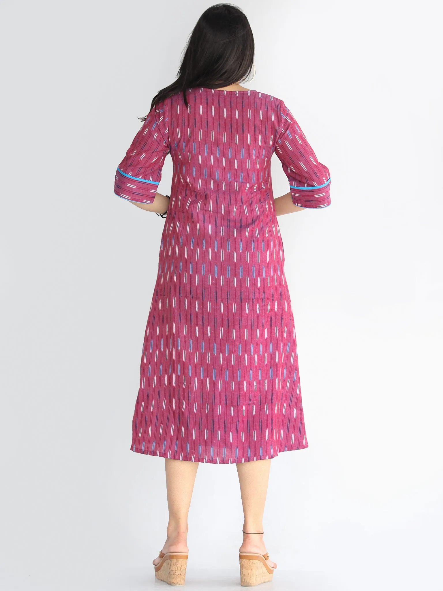 Zafrah - Handwoven Ikat Cotton Button Dress - D413F1448